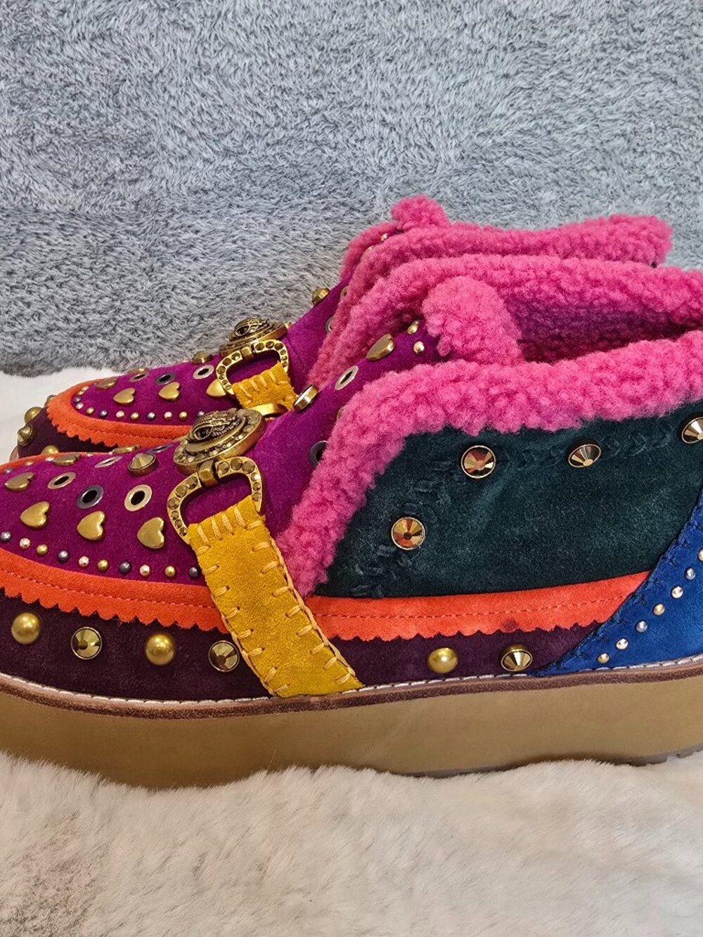 Kurt Geiger Mansion Cosy Colorful  Suede Women's Platform Bootie Size 42 *NOTES